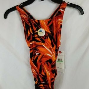NWT Speedo Womens Bathing Suit Deep Orange Vortex